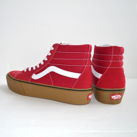 VANS SK8-HI PLATFORM 2 RED TAN SNEAKER SHOES - Picture 4 of 6